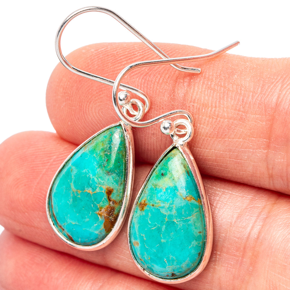 Kingman Turquoise Earrings 1 1/2" (.925 Sterling Silver)