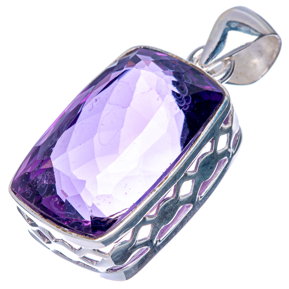 Faceted Premium Amethyst Pendant 1 1/4" (925 Sterling Silver) P39871
