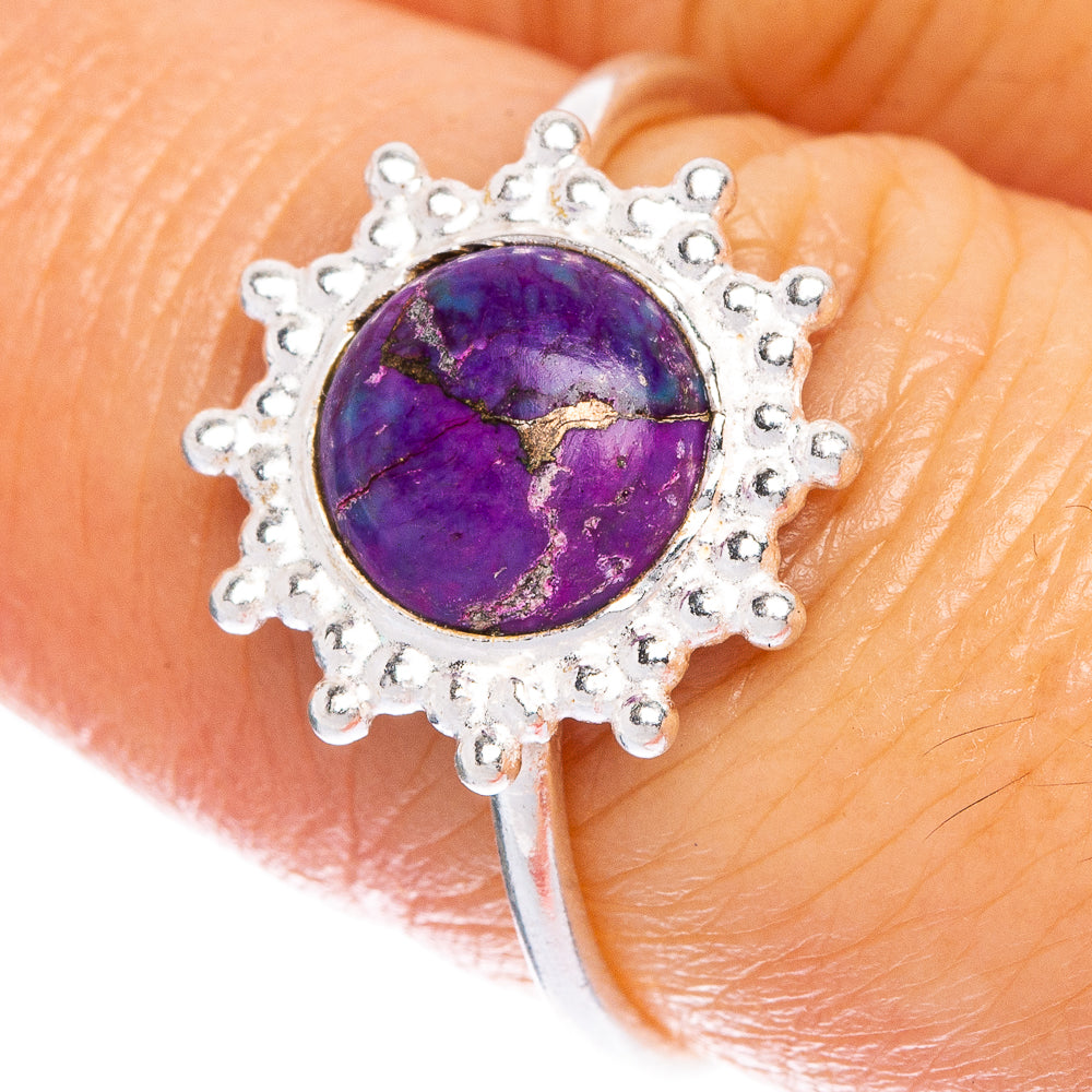 Purple Copper Composite Turquoise Dainty Ring Size 7.75 (925 Sterling Silver) R1026