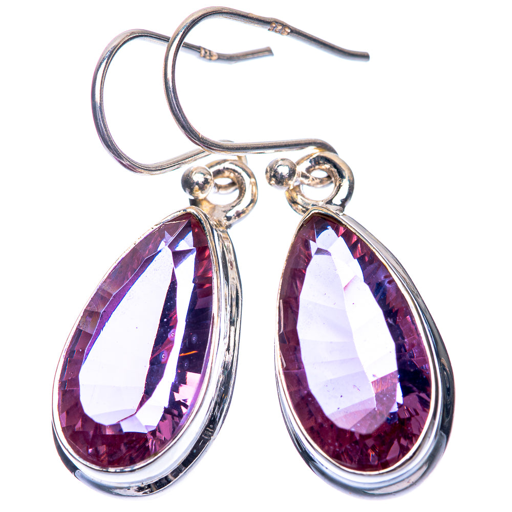 Faceted Color Change Alexandrite (Lab.) Earrings 1 3/8" (925 Sterling Silver) E432523