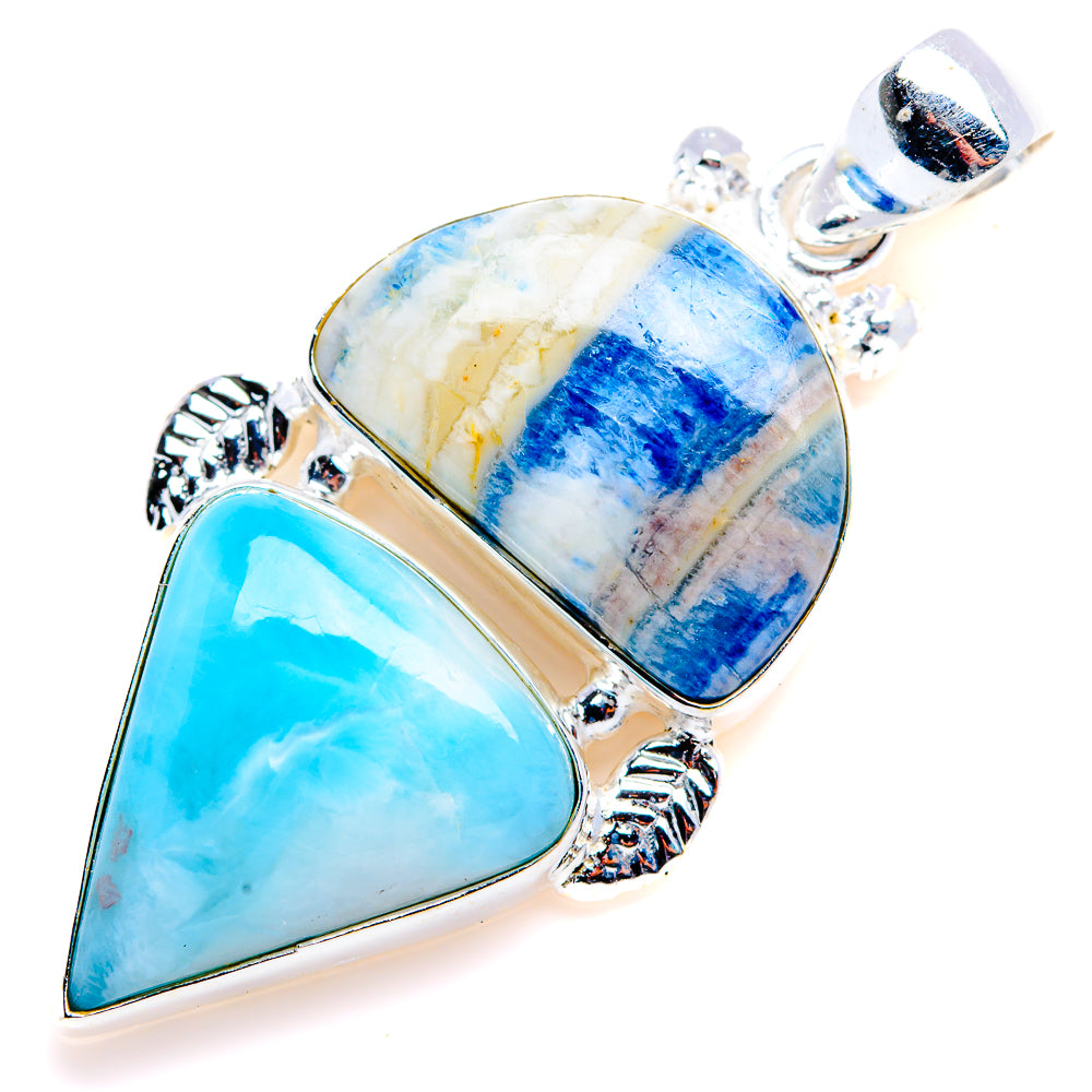 Blue Scheelite, Larimar Pendant 1 7/8" (925 Sterling Silver) PD38259