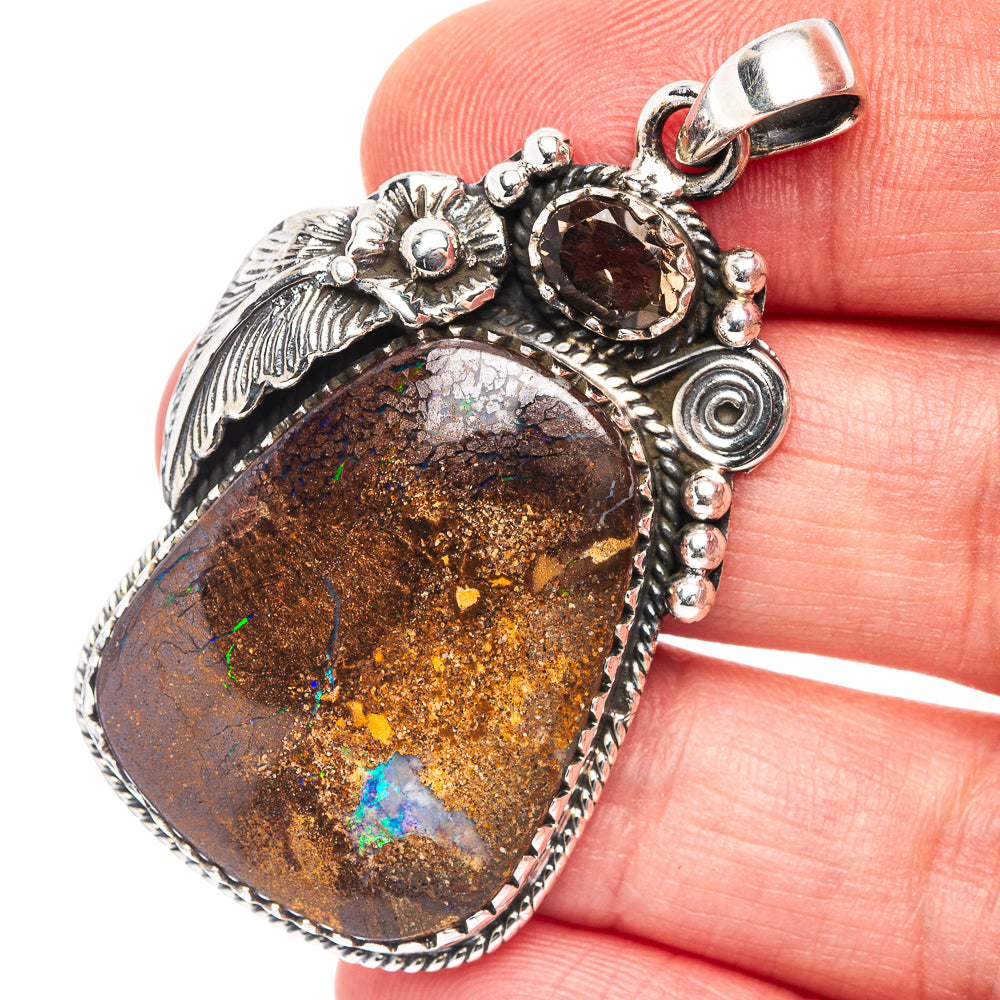 Rare Premium Boulder Opal Pendant 1 7/8" (.925 Sterling Silver)