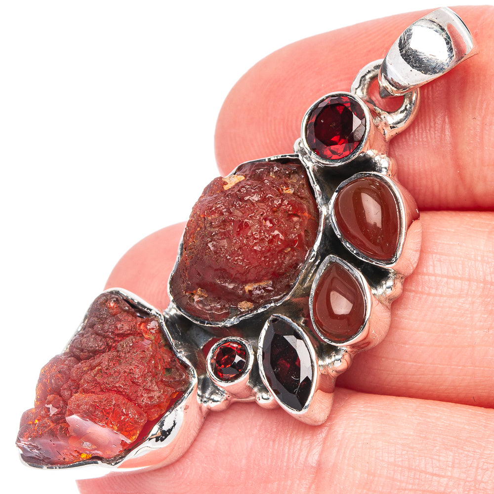 Sunstone, Garnet, Carnelian Pendant 1 7/8" (925 Sterling Silver) P44331