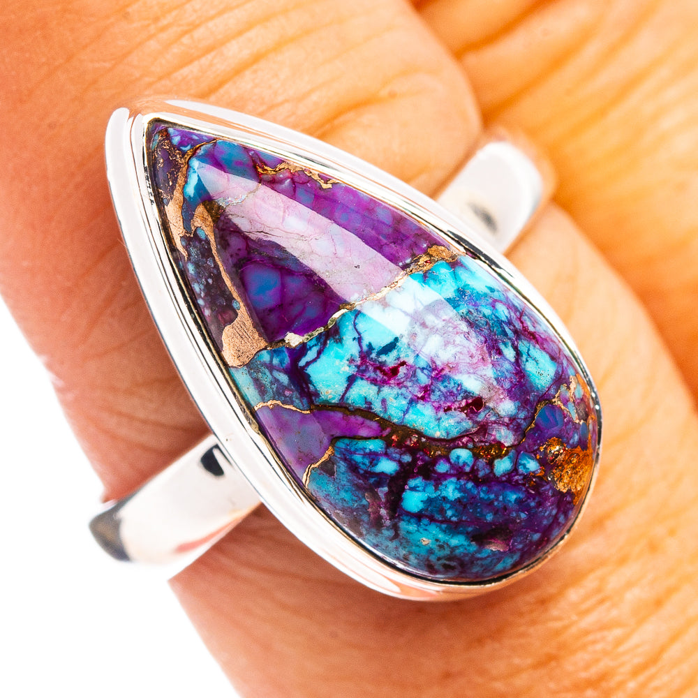 Purple Copper Turquoise Ring Size 9 (.925 Sterling Silver)