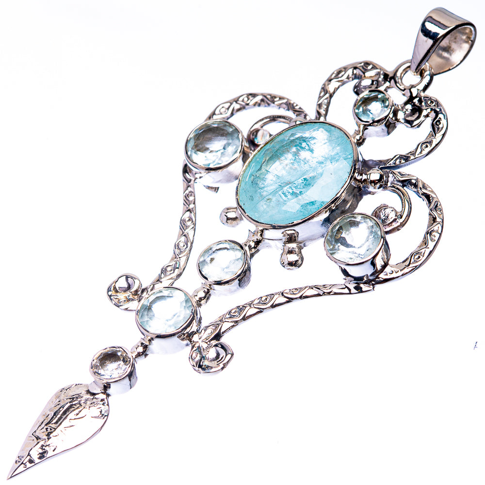 Signature Aquamarine Pendant 2 7/8" (925 Sterling Silver) P38736