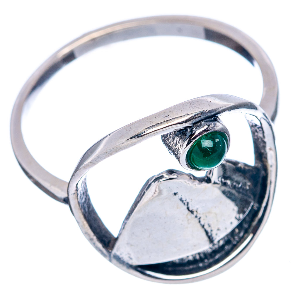 Green Onyx Mountain Dainty Ring Size 7.75 (.925 Sterling Silver)