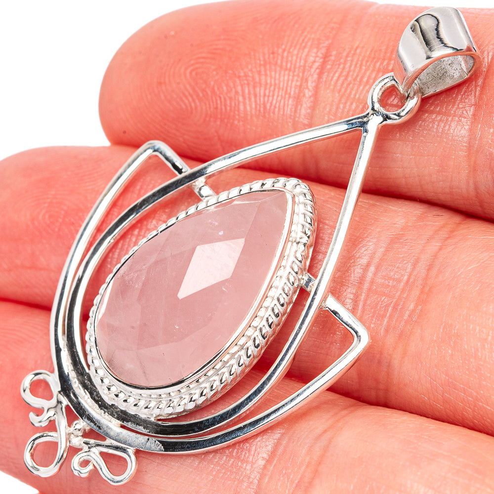 Asc Premium Rose Quartz Pendant 1 7/8" (925 Sterling Silver) P42268