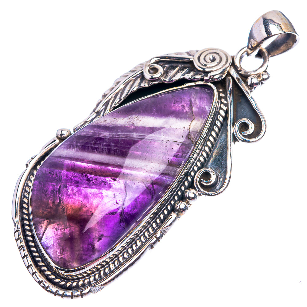 Chevron Amethyst Pendant 2 1/8" (925 Sterling Silver) P38957