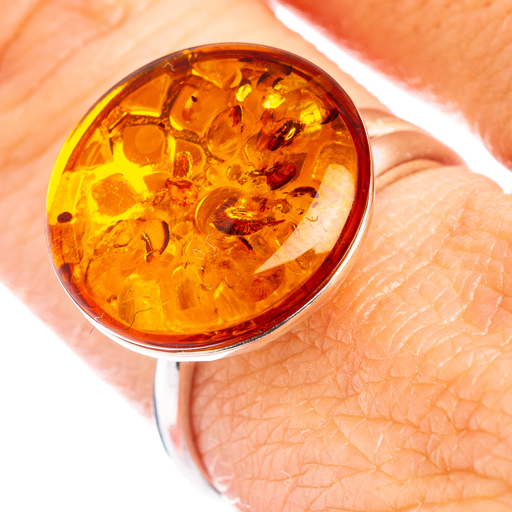 Baltic Amber Ring Size 7 Adjustable (.925 Sterling Silver)