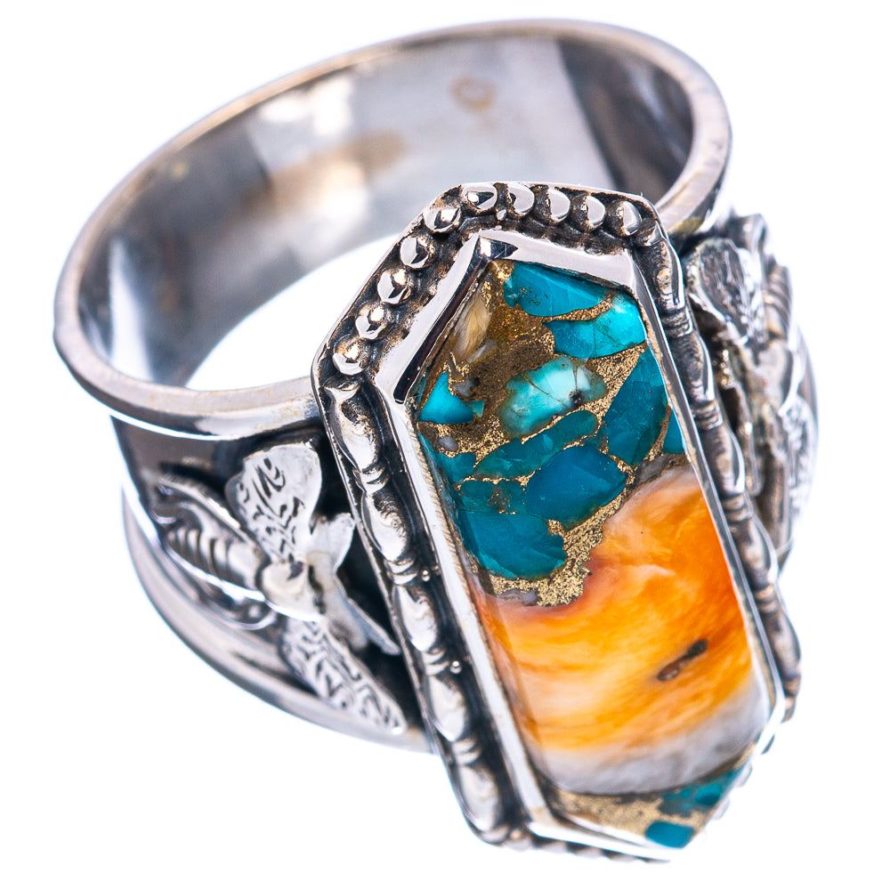 Premium Spiny Oyster Turquoise Ring Size 10.25 (.925 Sterling Silver)