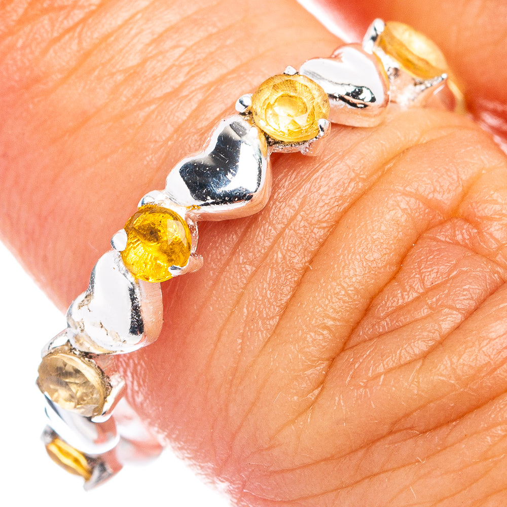 Citrine Heart Dainty Ring Size 7.75 (.925 Sterling Silver)