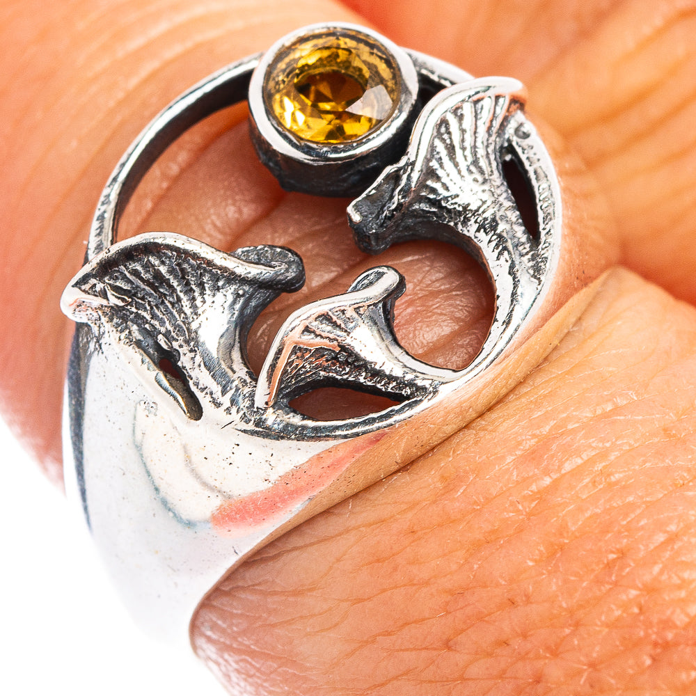 Citrine Mushroom Dainty Ring Size 8 (.925 Sterling Silver)