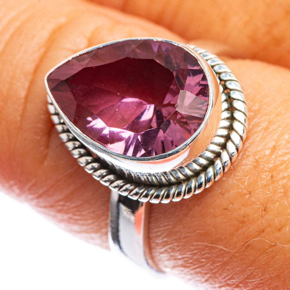 Faceted Color Change Alexandrite (Lab.) Ring Size 8 (925 Sterling Silver) R142415