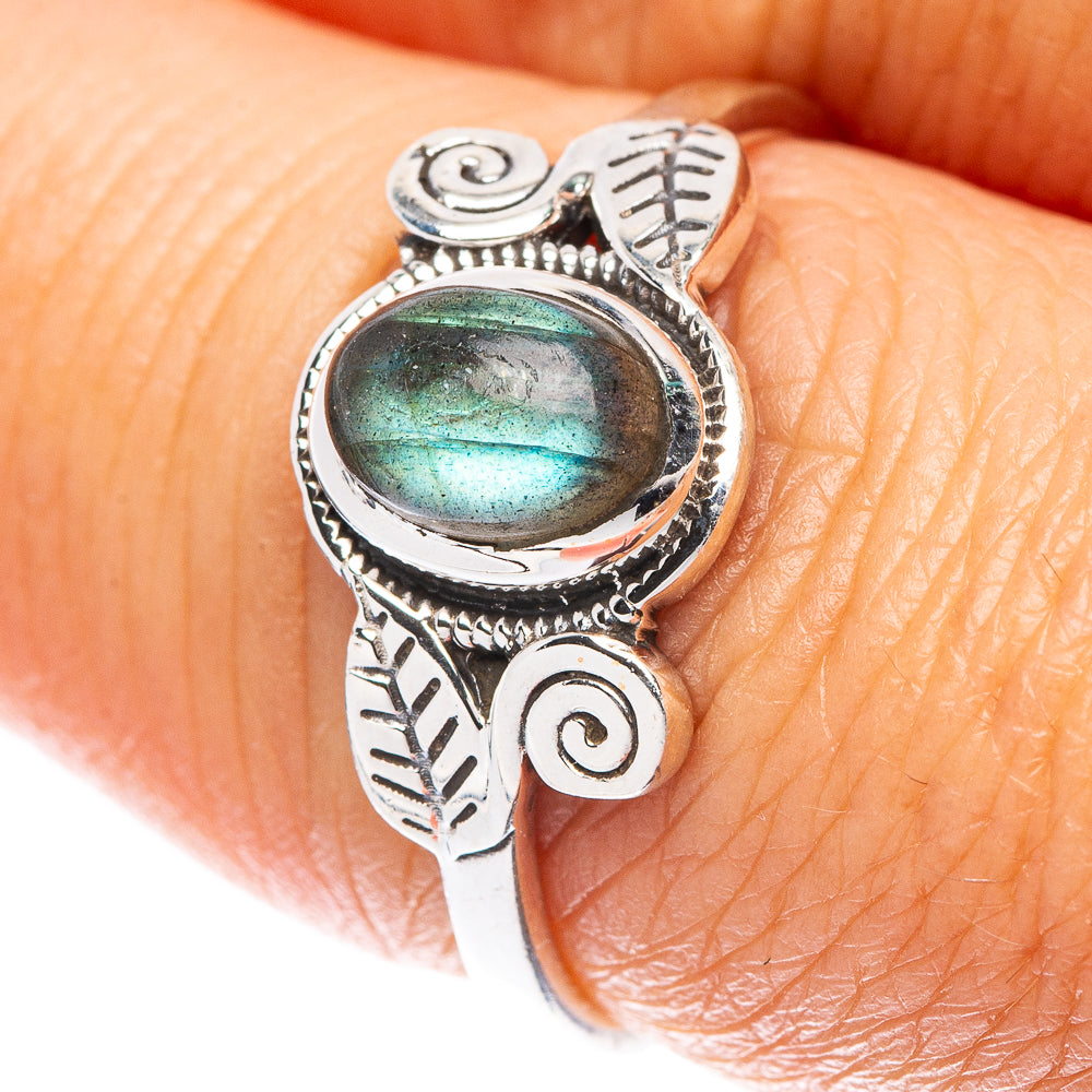 Labradorite Leaf 925 Sterling Silver Ring Size 7.75 (925 Sterling Silver) R5320