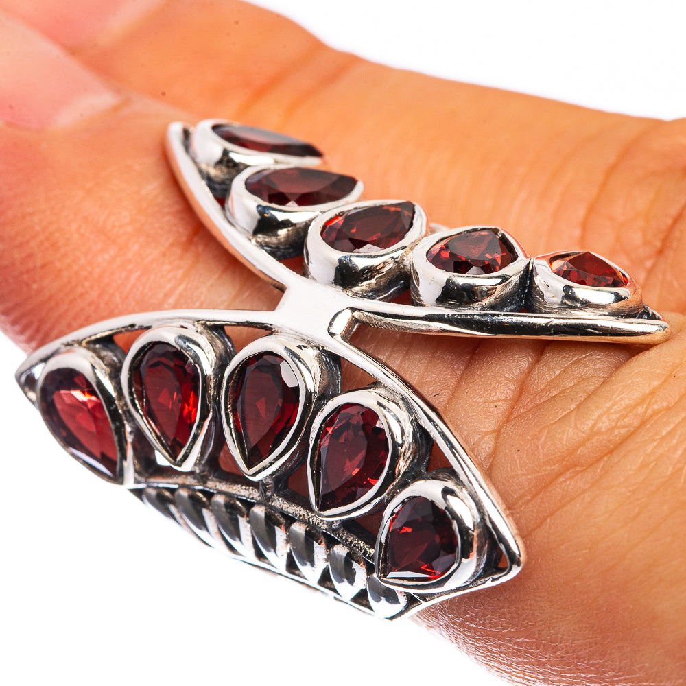 Large Garnet 925 Sterling Silver Ring Size 5.25