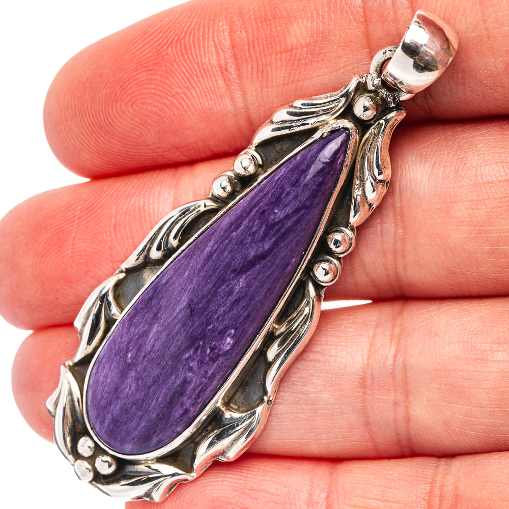 Premium Charoite Pendant 2 3/8" (.925 Sterling Silver)