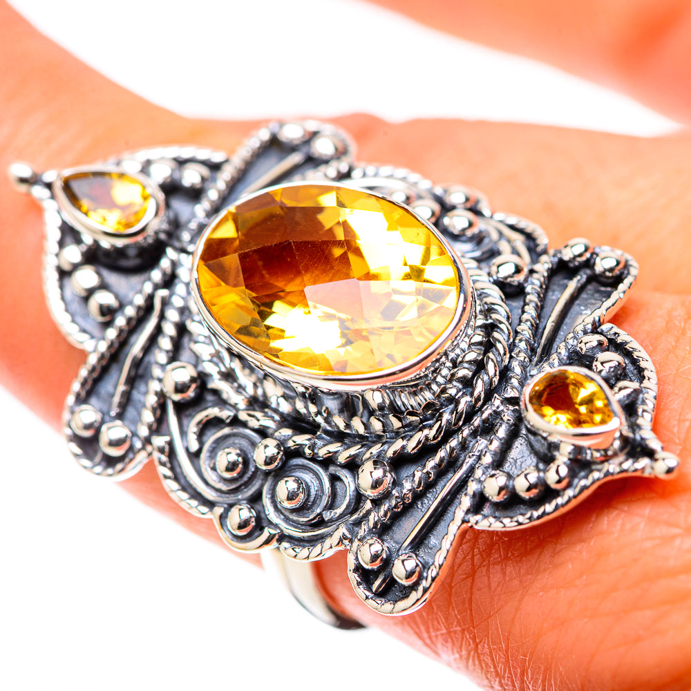 Signature Large Faceted Citrine Ring Size 8 (925 Sterling Silver) RING138264