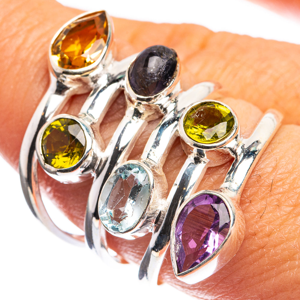 Large Citrine, Peridot, Tanzanite, Blue Topaz, Amethyst Ring Size 8.5 (925 Sterling Silver) R143201