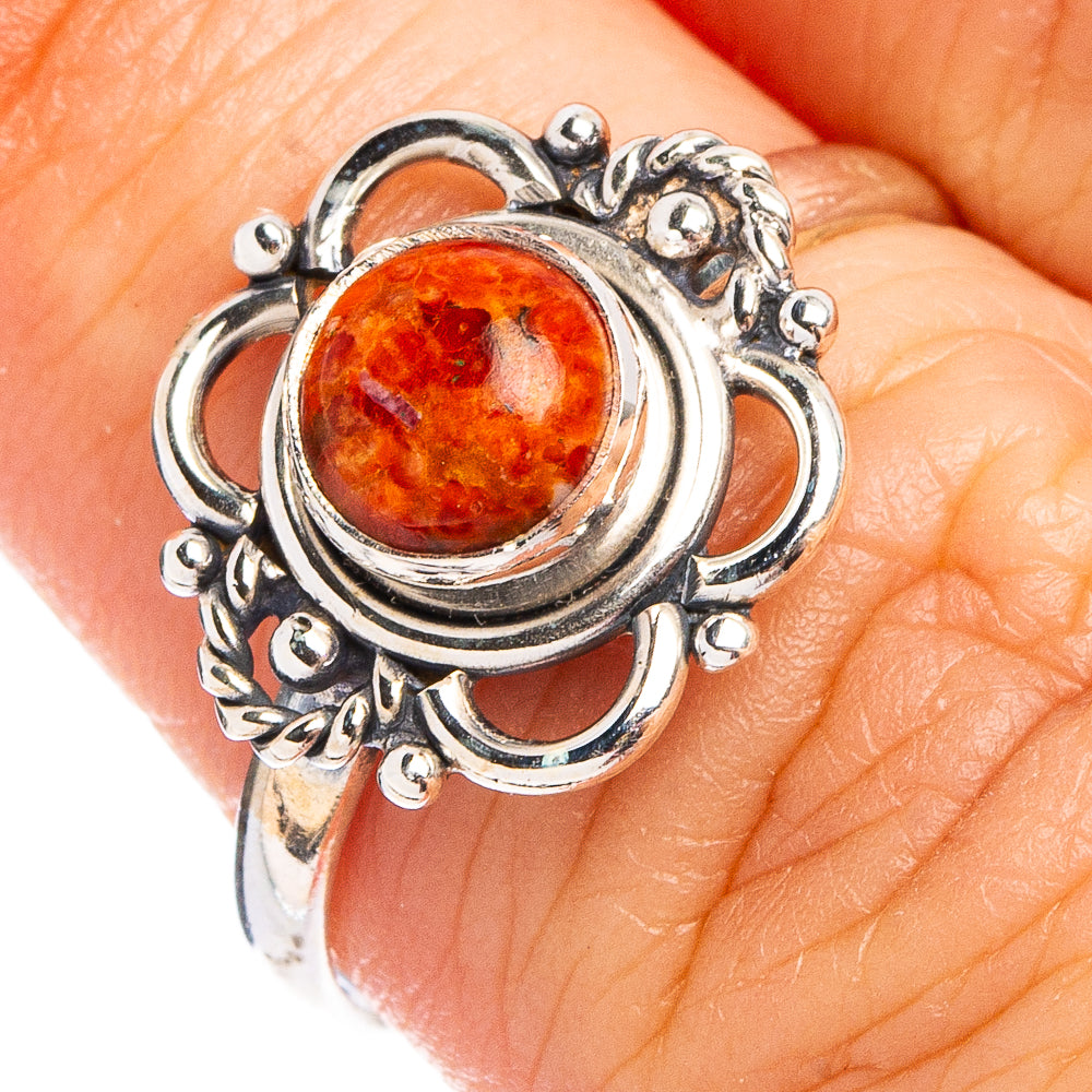 Dainty Sponge Coral Heart Ring Size 7 (.925 Sterling Silver)