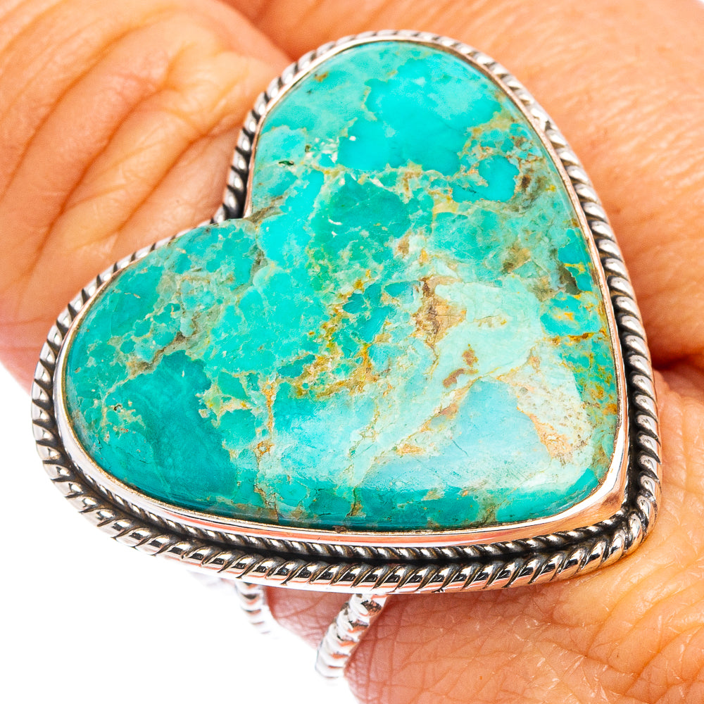 Mohave Turquoise Heart Ring Size 8.5 (.925 Sterling Silver)
