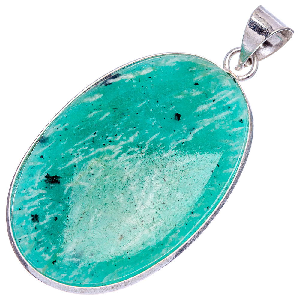 Amazonite Pendant 2 1/8" (Silver Plated)