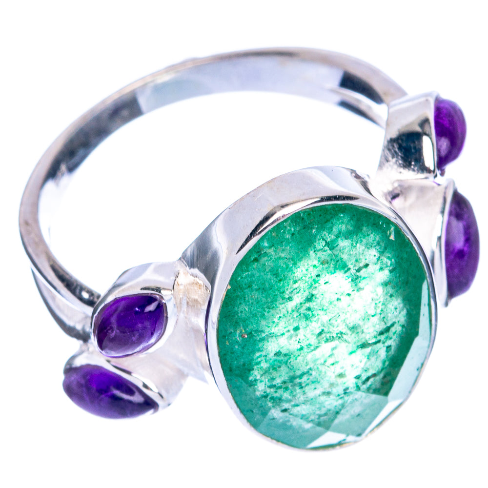 Green Aventurine, Amethyst Ring Size 9 (925 Sterling Silver) R144391