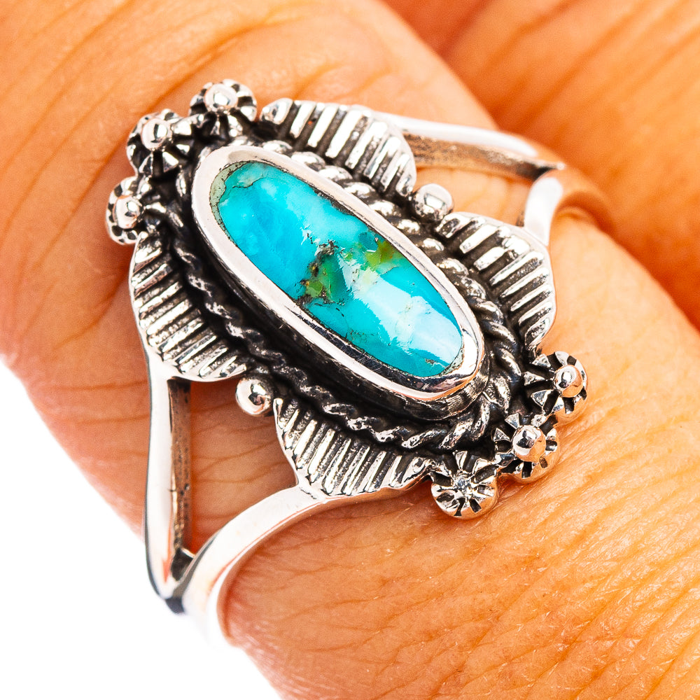 Native Style Mohave Turquoise Ring Size 8.75 (.925 Sterling Silver)
