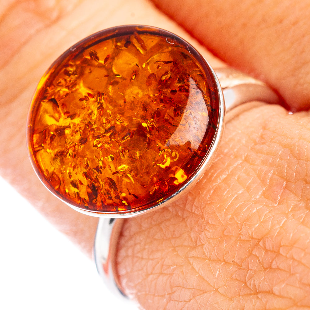 Baltic Amber Ring Size 8 Adjustable (.925 Sterling Silver)
