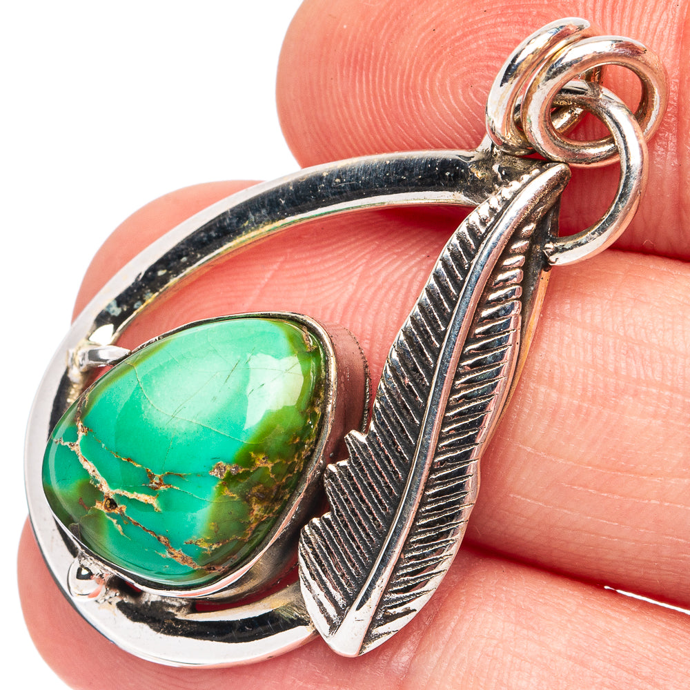 Rare Sonoran Gold Turquoise Pendant 1 5/8" (925 Sterling Silver) P45101