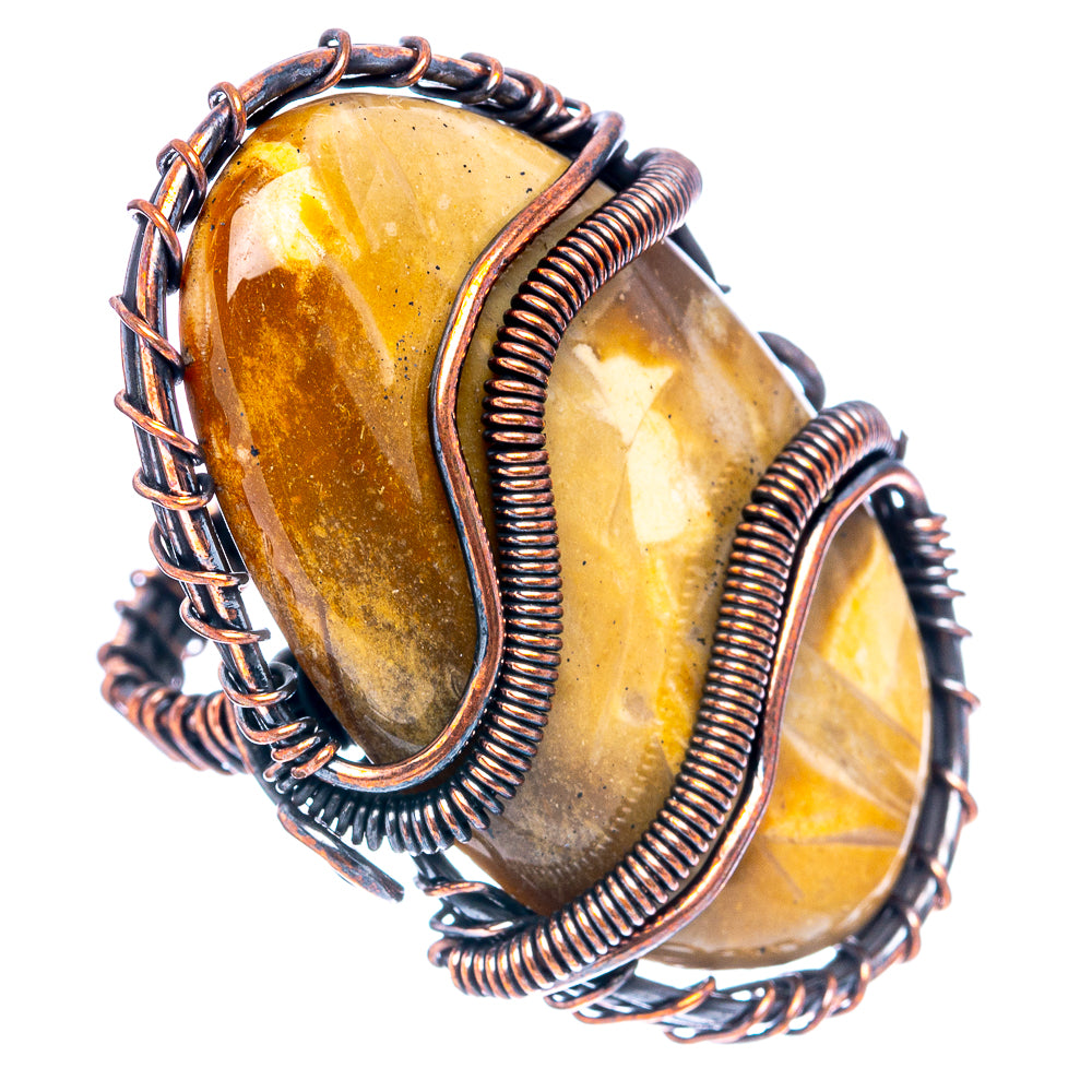 Petrified Palm Root  Wire Wrap Ring Size 7 (Oxidized Copper)