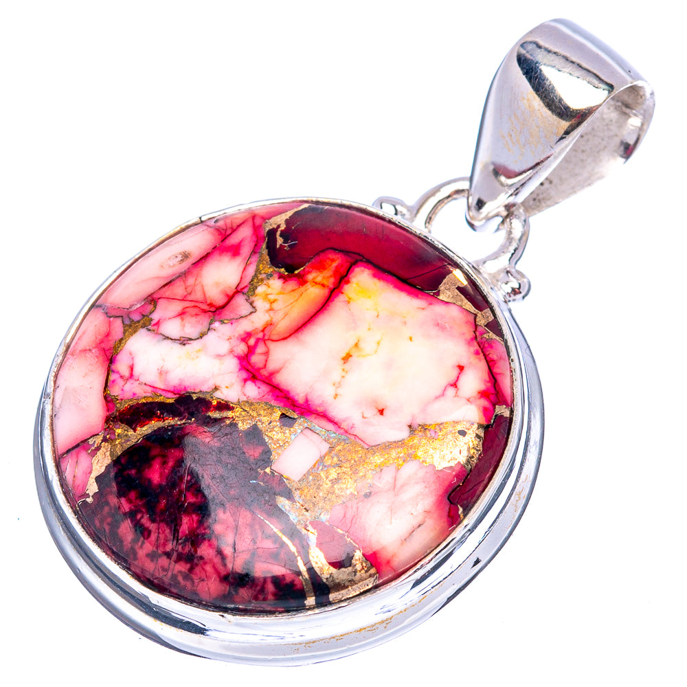 Red Dahlia Mohave Turquoise Pendant 1 3/8" (.925 Sterling Silver)