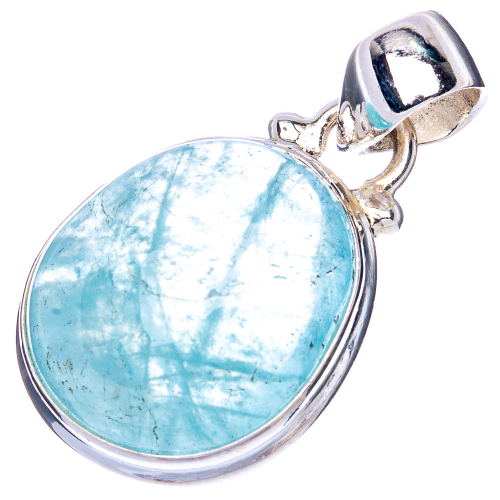 Natural Aquamarine 925 Sterling Silver Pendant 1 1/8" (925 Sterling Silver) P41881