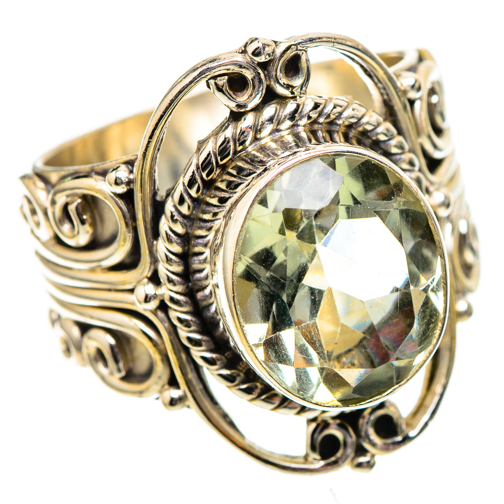 Faceted Green Amethyst Ring Size 7.5 (925 Sterling Silver) RING137911