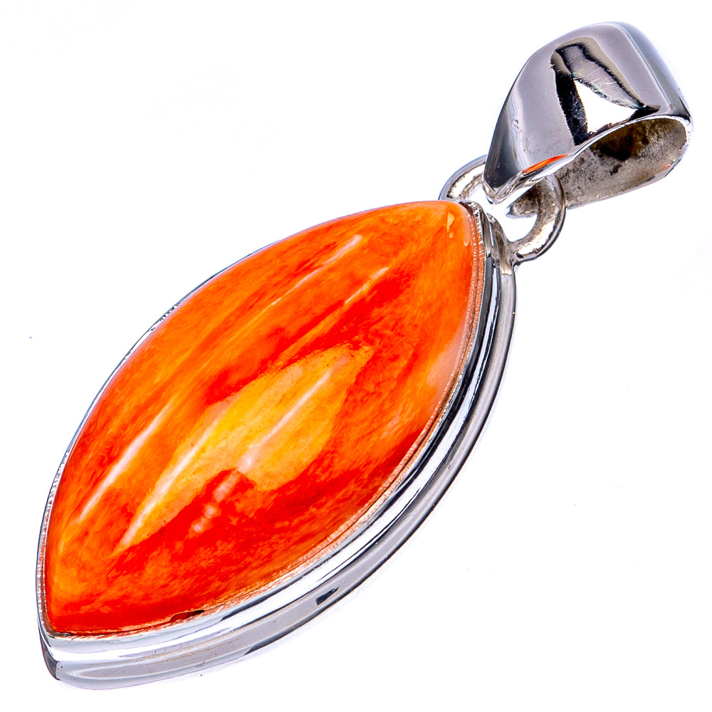 Orange Spiny Oyster Shell Pendant 1 3/8" (925 Sterling Silver) P41340