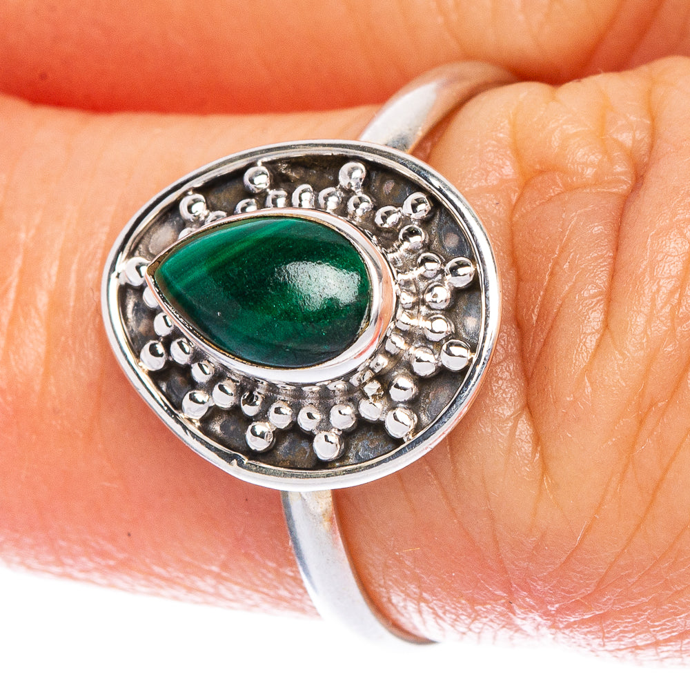 Malachite Dainty Ring Size 6.75 (925 Sterling Silver) R147058