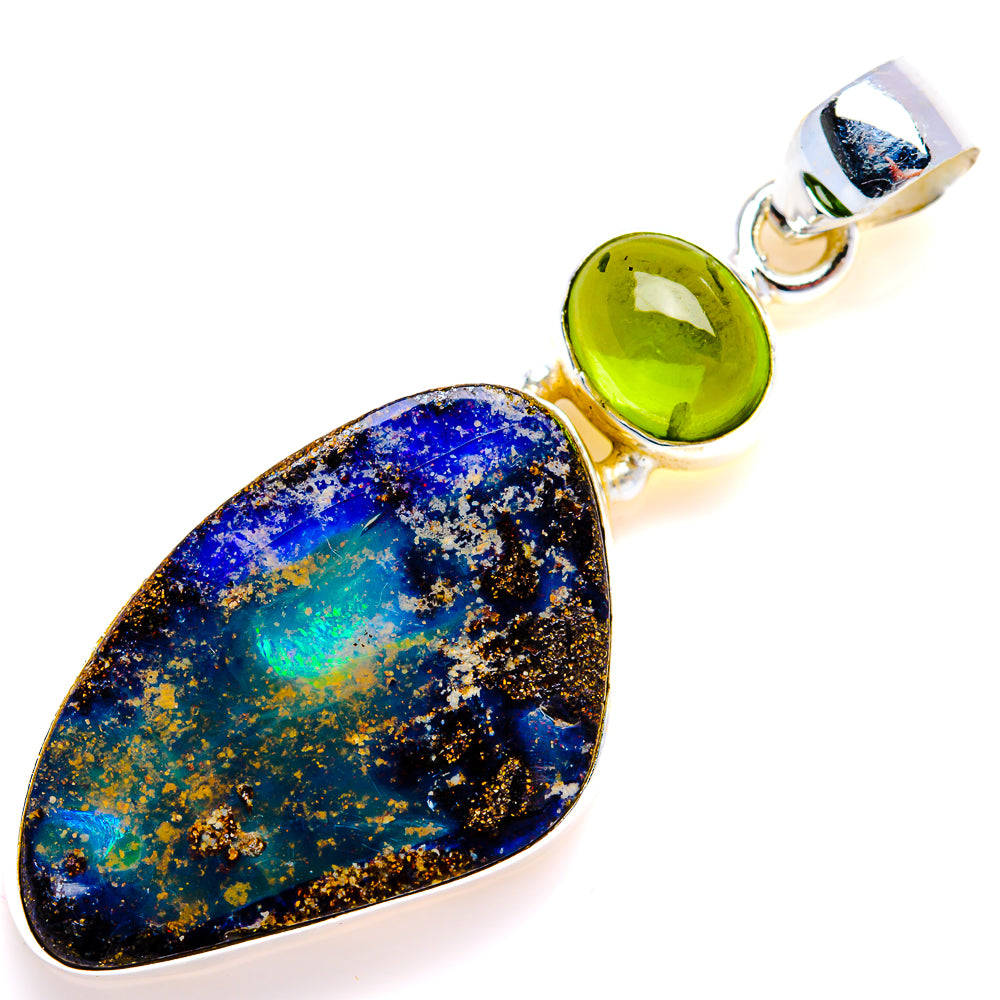 Australian Boulder Opal, Peridot Pendant 2" (925 Sterling Silver) PD38140