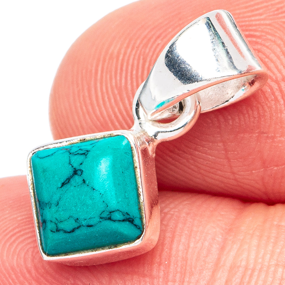 Dainty Turquoise Howlite Pendant 3/4" (925 Sterling Silver) P45345