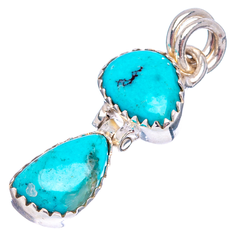 Kingman Turquoise Pendant 1 1/8" (.925 Sterling Silver)