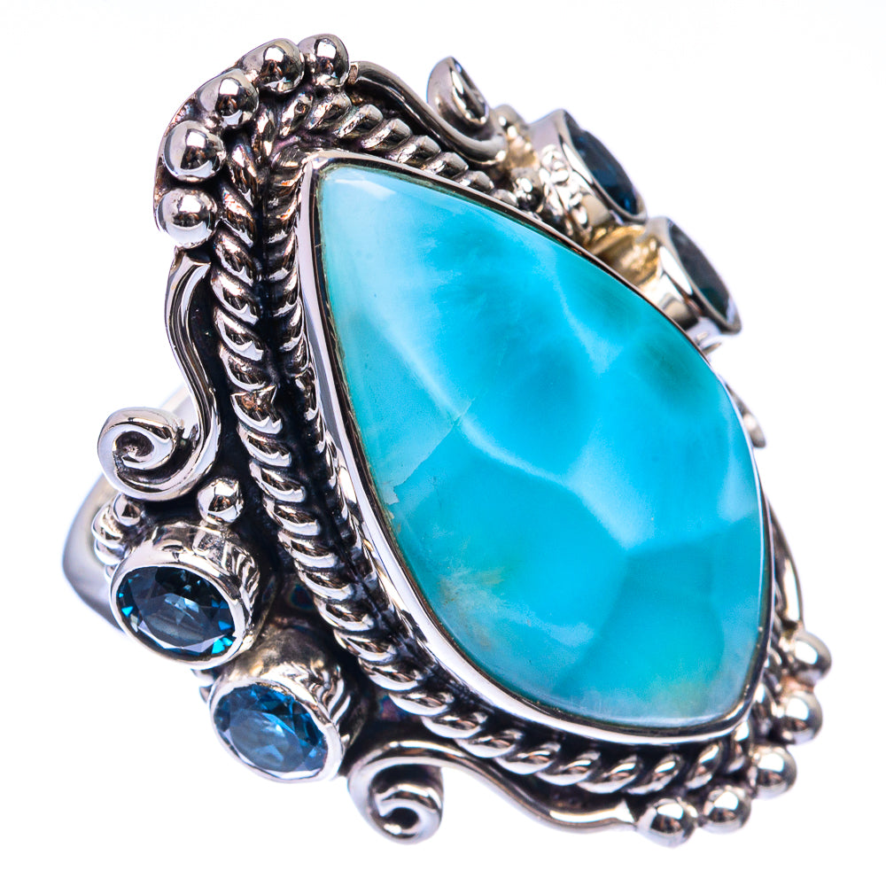 Signature Larimar, Blue Topaz Ring Size 8.5 (925 Sterling Silver) R141688