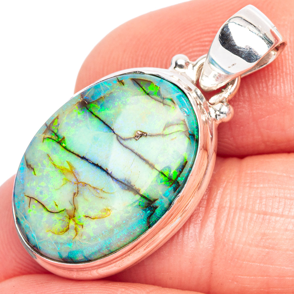 Rare Sterling Opal Pendant 1 1/4" (925 Sterling Silver) P41560