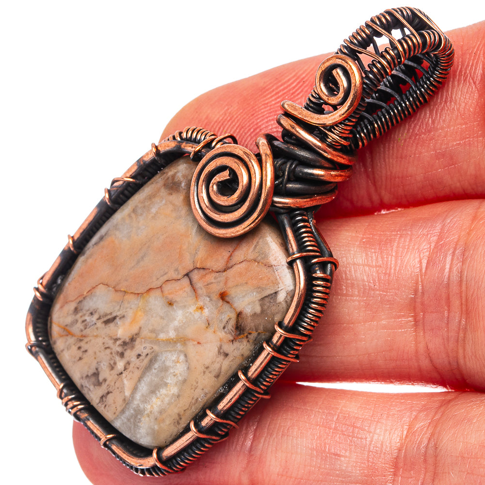 Petrified Palm Root Wire Wrap Pendant 2 1/8" (Oxidized Copper)