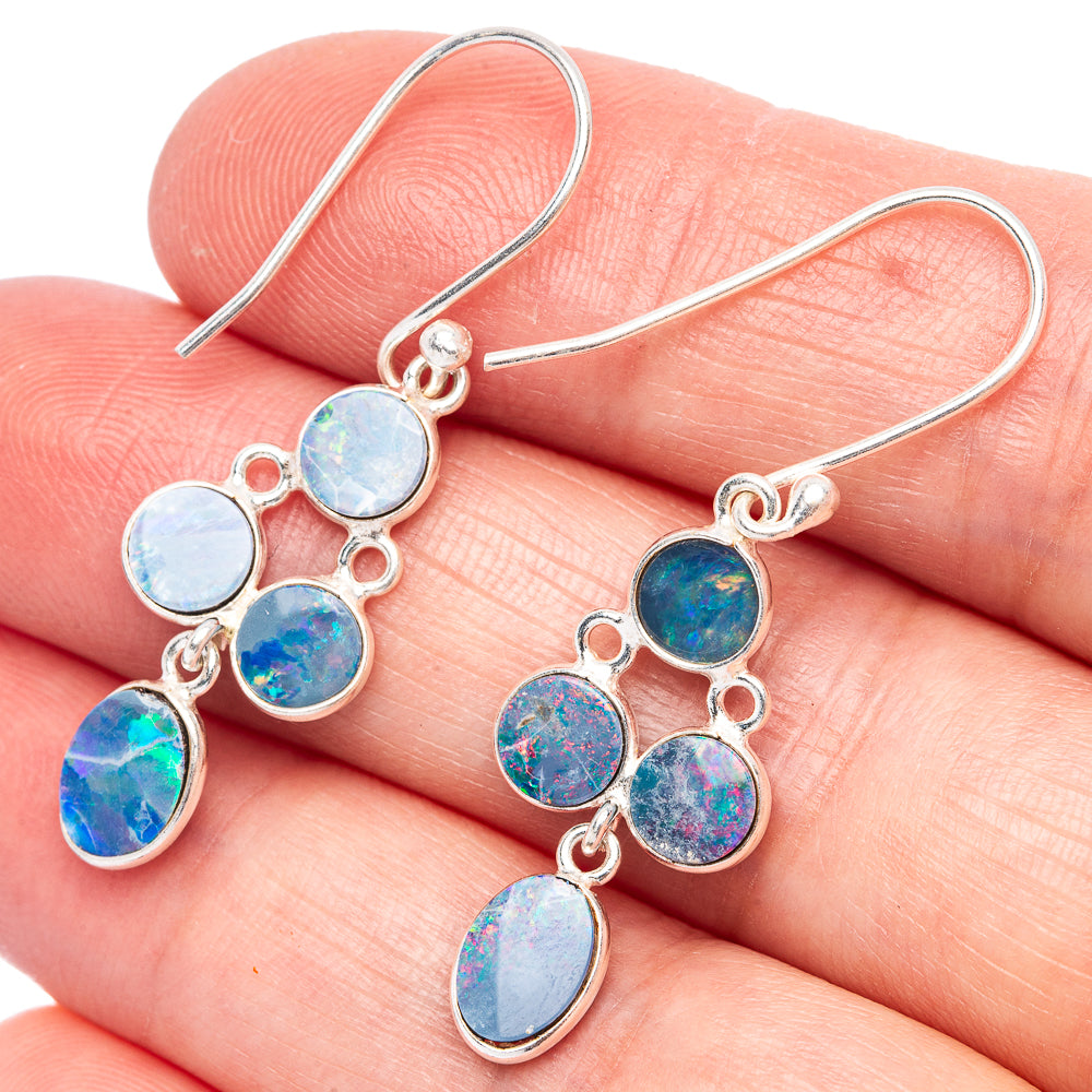 Rare Triplet Opal Earrings 1 5/8" (925 Sterling Silver) E433343