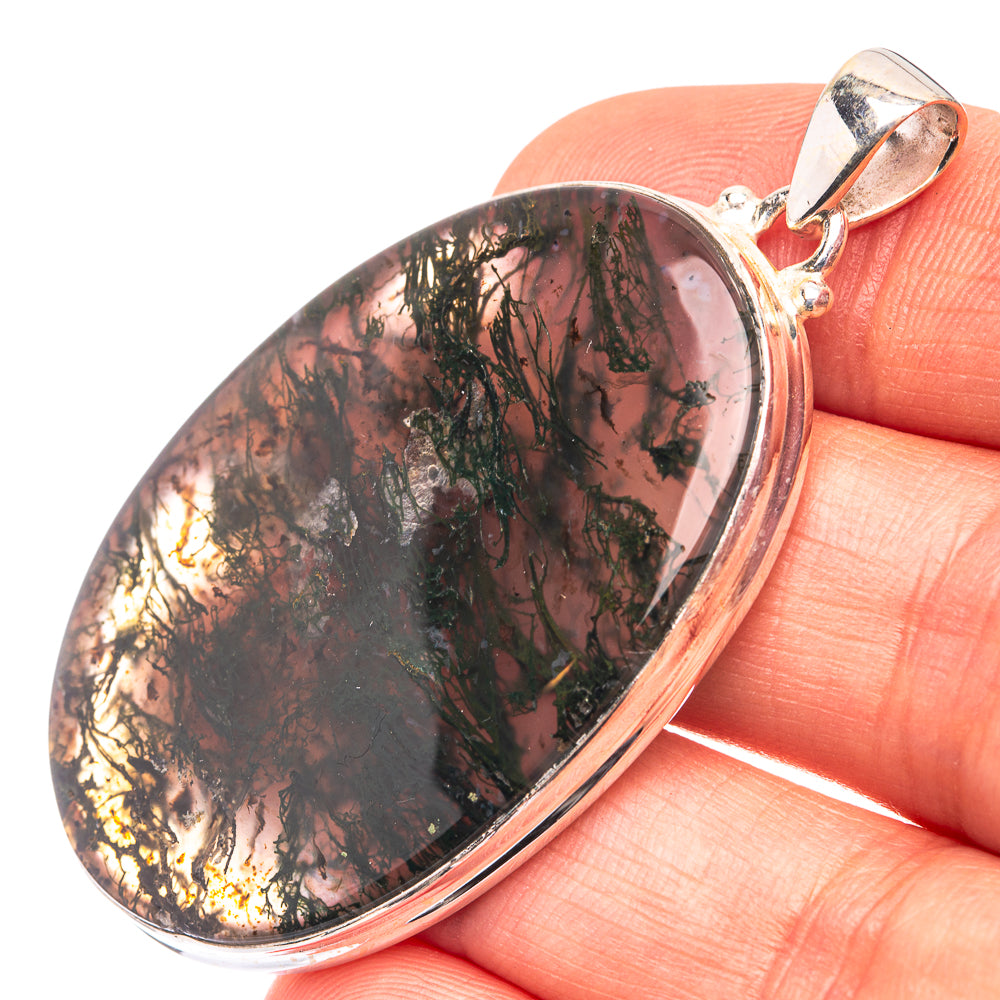 Green Moss Agate 925 Sterling Silver Pendant 2 1/8" (925 Sterling Silver) PD38607