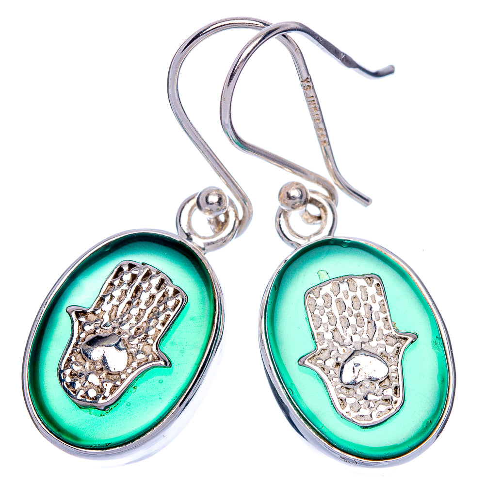 Green Onyx Earrings 1 1/4" (925 Sterling Silver) E433239