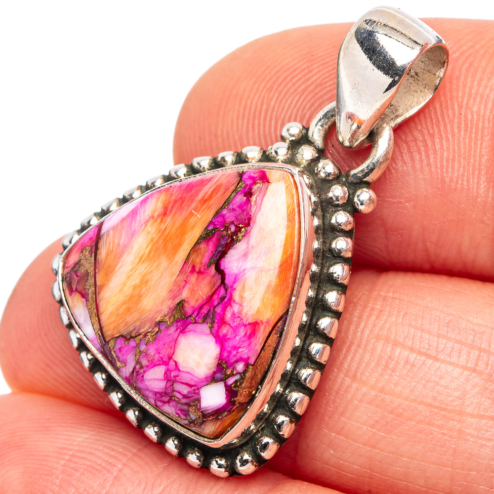 Pink Daliah Mohave Turquoise Pendant 1 1/4" (.925 Sterling Silver)