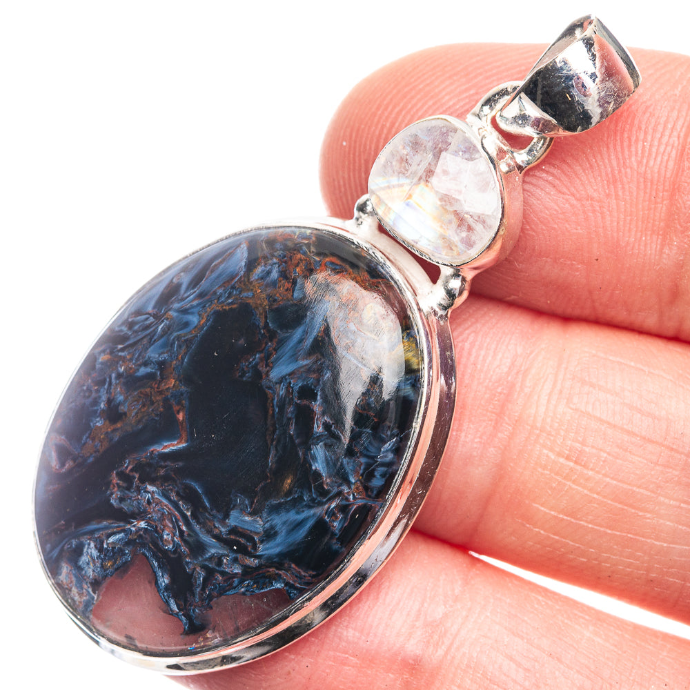 Pietersite, White Quartz Pendant 1 7/8" (925 Sterling Silver) P39166