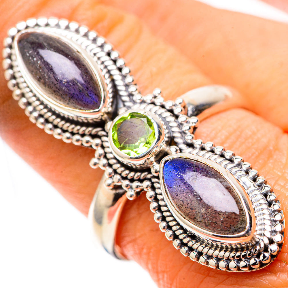 Large Labradorite, Peridot Ring Size 9.5 (925 Sterling Silver) RING137996