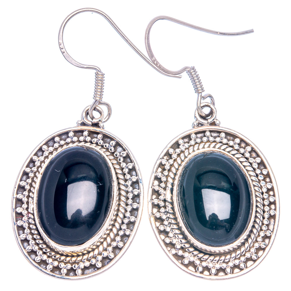 Black Onyx Earrings 1 3/4" (925 Sterling Silver) E1172