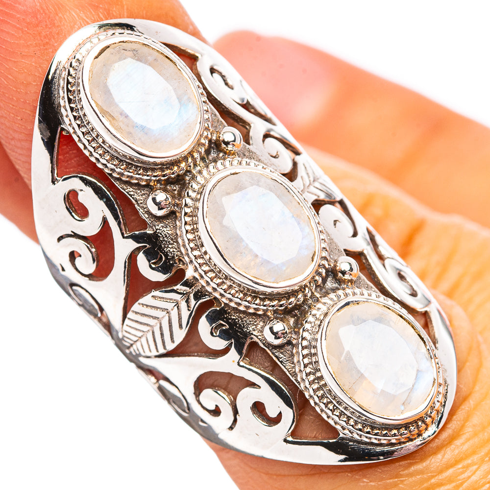 Huge Premium Rainbow Moonstone Ring Size 6.25 (.925 Sterling Silver)
