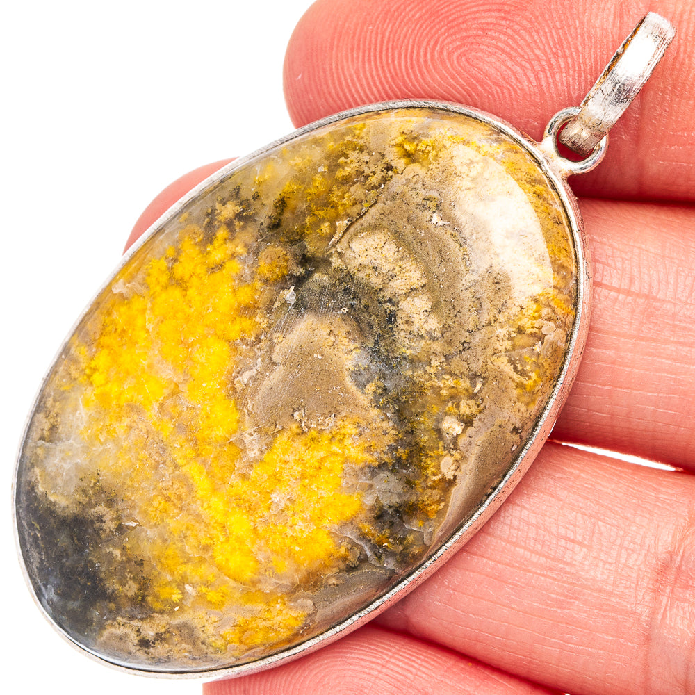 Bumblebee Jasper Pendant 2 1/8" (Silver Plated)